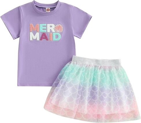 Kayotuas Toddler طفلة طفلة الزي عيد ميلاد فتاة T قميص Tutu tulle تنورة مجموعة الأطفال ملابس عيد ميلاد الملابس للبنات in Kuwait
