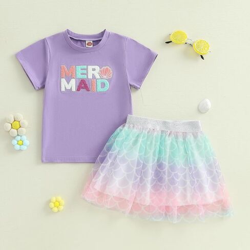 Kayotuas Toddler طفلة طفلة الزي عيد ميلاد فتاة T قميص Tutu tulle تنورة مجموعة الأطفال ملابس عيد ميلاد الملابس للبنات in Kuwait