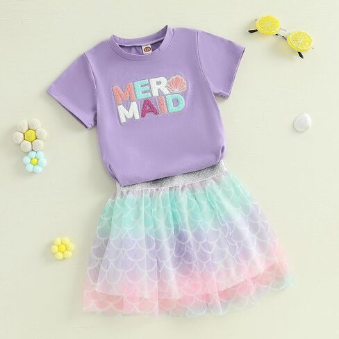 Kayotuas Toddler طفلة طفلة الزي عيد ميلاد فتاة T قميص Tutu tulle تنورة مجموعة الأطفال ملابس عيد ميلاد الملابس للبنات in Kuwait