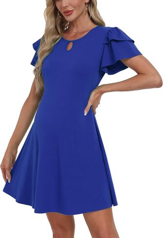 Summer Short Ruffle Sleeve Maternity Dress Causal Mini Flatering Baby Shower Dresses in Saudi Arabia