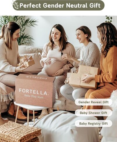Fortella Baby Play Gym & Activity Mat, Tummy Time Mat w 5 Detachable Toys and Pillow, Large Sensory Playmat for Floor, Newborn Infant Baby Essentials Shower Gift 0-3-6-9-12 Months (Sage Green) in Kuwait