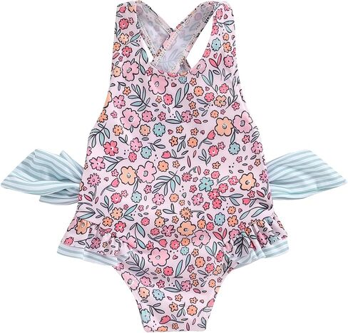 Toddler Girls Strap One Piece Swimsuit Floral Sleeveless Backless Bathing Suit Ruffles Bowknot Swimwear Summer Beach Wear in Saudi Arabia