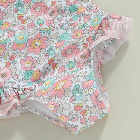 Toddler Girls Strap One Piece Swimsuit Floral Sleeveless Backless Bathing Suit Ruffles Bowknot Swimwear Summer Beach Wear in Saudi Arabia