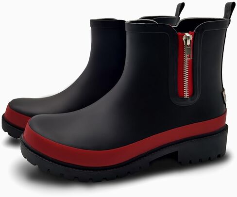Women's Waterproof Chelsea Rain Boots, Decorative Side Zipper | Waterproof Chelsea rain boots with a decorative side zipper, easy-clean upper, and ankle coverage for rain and daily wear in Saudi Arabia