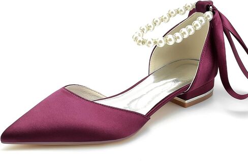 Women's Pointed Toe Pearl Wedding Flats for Bride Comfortable Wedding Shoes Low Heels Rhinestones Bridal Flats Evening Prom Party Dress Shoes Pumps in Saudi Arabia