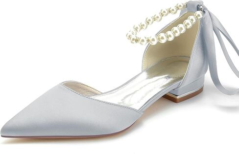 Women's Pointed Toe Pearl Wedding Flats for Bride Comfortable Wedding Shoes Low Heels Rhinestones Bridal Flats Evening Prom Party Dress Shoes Pumps in Saudi Arabia