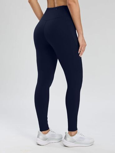 Seamaid Women's Fleece Lined Leggings 27" Water Resistant Thermal Winter Running Hiking Pants with Pockets High Waisted Black XXL in Kuwait