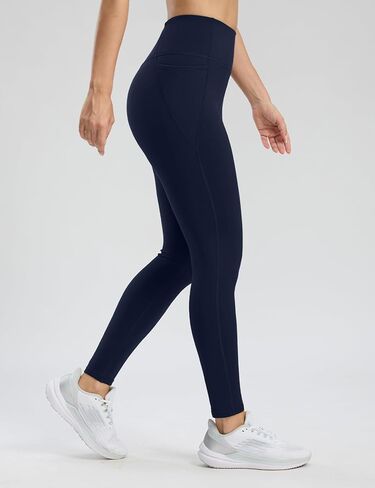 Seamaid Women's Fleece Lined Leggings 27" Water Resistant Thermal Winter Running Hiking Pants with Pockets High Waisted Black XXL in Kuwait