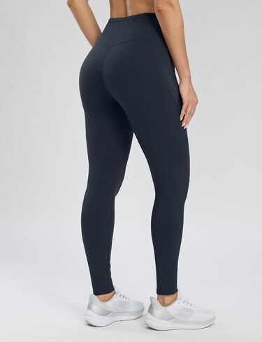 Seamaid Women's Fleece Lined Leggings 27" Water Resistant Thermal Winter Running Hiking Pants with Pockets High Waisted Black XXL in Kuwait