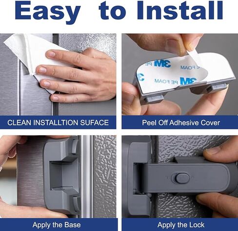 قفل ثلاجة من صغار ثلاجة - ثلاجة - لا توجد أدوات مطلوبة ، مزلاج فريزر لإبقاء الباب مغلقًا للأطفال الصغار والقطط والكلاب in Kuwait