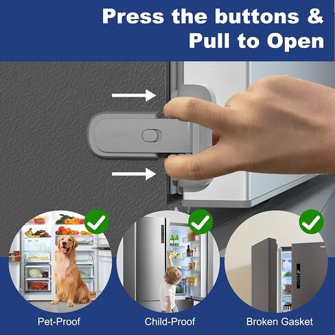 قفل ثلاجة من صغار ثلاجة - ثلاجة - لا توجد أدوات مطلوبة ، مزلاج فريزر لإبقاء الباب مغلقًا للأطفال الصغار والقطط والكلاب in Kuwait