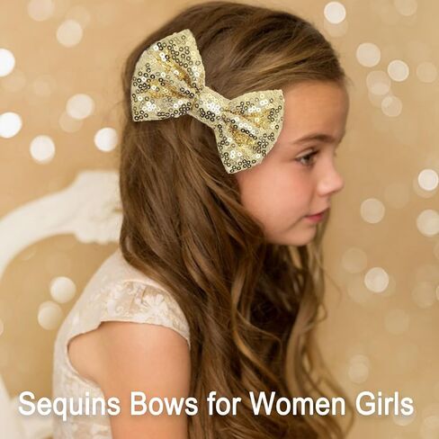 Kiszu 4 بوصة الترتر بريق القوس أقواس أقواس ، Bling Bling Little Bow Hairpins Association for Baby Girls Kids Bevens and Women (Sliver) in Saudi Arabia