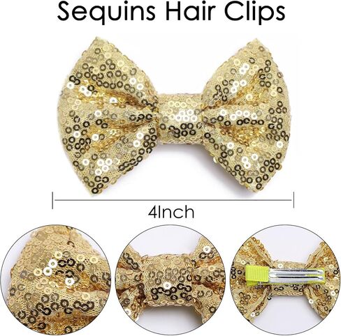 Kiszu 4 بوصة الترتر بريق القوس أقواس أقواس ، Bling Bling Little Bow Hairpins Association for Baby Girls Kids Bevens and Women (Sliver) in Saudi Arabia