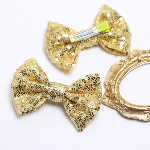 Kiszu 4 بوصة الترتر بريق القوس أقواس أقواس ، Bling Bling Little Bow Hairpins Association for Baby Girls Kids Bevens and Women (Sliver) in Saudi Arabia