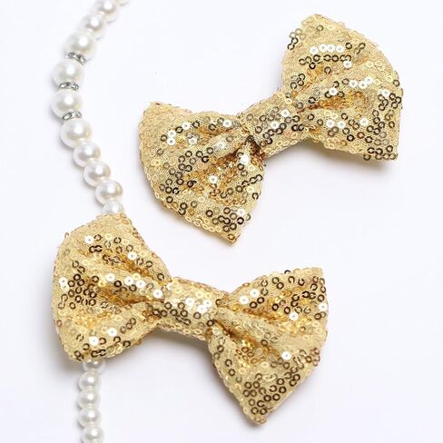 Kiszu 4 بوصة الترتر بريق القوس أقواس أقواس ، Bling Bling Little Bow Hairpins Association for Baby Girls Kids Bevens and Women (Sliver) in Saudi Arabia
