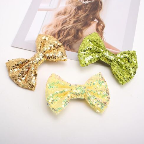 Kiszu 4 بوصة الترتر بريق القوس أقواس أقواس ، Bling Bling Little Bow Hairpins Association for Baby Girls Kids Bevens and Women (Sliver) in Saudi Arabia