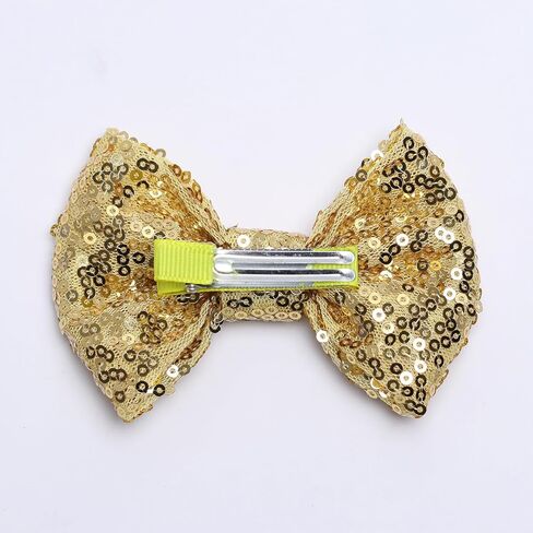 Kiszu 4 بوصة الترتر بريق القوس أقواس أقواس ، Bling Bling Little Bow Hairpins Association for Baby Girls Kids Bevens and Women (Sliver) in Saudi Arabia