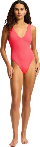 ملابس سباحة نسائية من Seafolly برقبة عميقة على شكل حرف V فوق الكتف قطعة واحدة in Kuwait