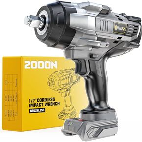 Cordless Impact Wrench 1/2 inch for DeWalt 20v Battery, 1400Ft-lbs (2000N.m) Brushless Electric Impact Gun, Power High Torque Impact Driver with LED Work Light for Car Truck Mower (no battery)