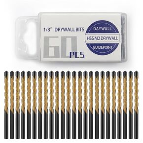60 PCS Drywall Bit, Drywall Router Bits for Cutting Drywall, 1/8-Inch Drywall Guidepoint Cutting Bits, Drywall Tools Used with Spiral Saw