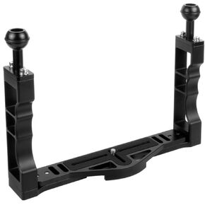 Aluminum Alloy Diving Handle Tray Bracket Underwater Video Light Stabilizer Tray Dual Handheld Grip for Underwater Camera Housing (Black)