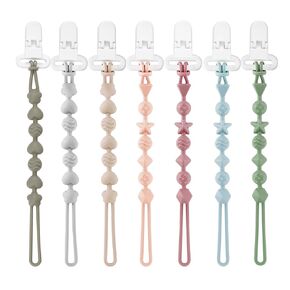 PandaEar 7 Pack Silicone Pacifier Clips, Pacifier Holder with One Piece Design for Baby Boys & Girls, Teething Toys Teethers