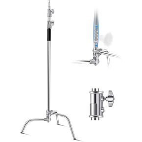 VEVOR C Stand, Max Height 10.83 ft/330 cm, Stainless Steel Heavy Duty Photography Light Stand with 4.8-9.8 ft Adjustable Height, 44 lbs/20 kg Load Capacity for Studio Softbox, Monolight, Reflector