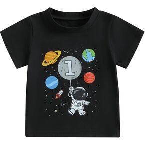 Toddler Baby Boys First Birthday Outfit 1st Birthday T-Shirt Space Astronaut Theme One Year Old Shirt