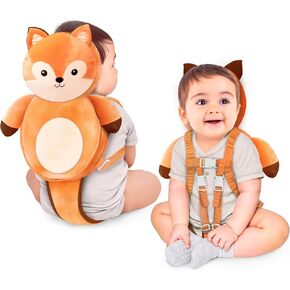 Baby Head Protector Backpack, 100% Cotton Non-Toxic Hypoallergenic Baby Backpack Head Protection, Full Head Coverage, Baby Head Protection for Falling, Secure, Durable, Bear (Grey)