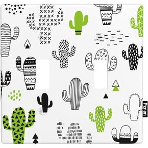 Green Cactus 2-Gang Wall Plate Succulent Plants Botanical Farmhouse Double Toggle Switch Covers for Teen Boy Girl Room