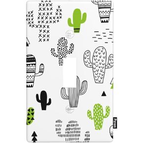 Switch Plate Covers Green Cactus 1-Gang Toggle Wall Plate Cover Succulent Plants Botanical Farmhouse Single Toggle Switch Covers for Teen Boy Girl Room