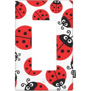Ladybug Rocker Switch Plate Covers Red Black Polka Dots 1-Gang Wall Plate, Rocker Wallplates Standard Size 4.5" X 2.76" for Boys Girls Ladybug Themed Birthday Party