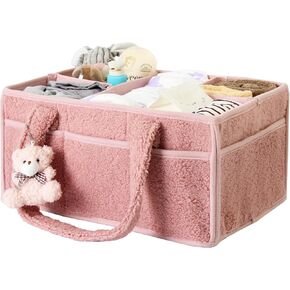 Baby Diaper Caddy Organizer, Baby Basket for Diapers and Wipes, Nursery Storage Bin for Changing Table, Car Diaper Caddy Organizer with Handle, Diaper Bag Organizer