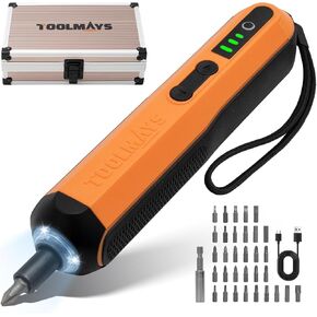 4V Electric Screwdriver Kit, Power Screwdriver Cordless Rechargeable with Led Light, Electric Screwdriver Set with Aluminium Box, 32-in-1 3 Torque Settings Screwdriver, Smart Stop Technology, 1/4''Hex
