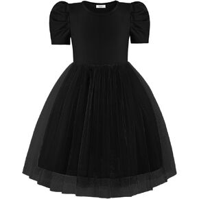 Arshiner Toddler Girls Tutu Dresses Party Formal Birthday Summer Puff Short Sleeve Tulle Little Girls Dress