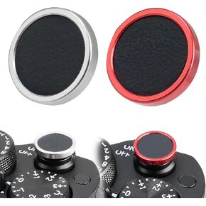 FocusFoto Camera Shutter Button PU Leather Soft Shutter Release Button Fits for Fuji X-M5 X-T50 X100VI X-T5 X-T4 X-T3 X-T30 II X-E3, for Nikon ZF DF, for Leica M10 M9 M8 M7（2-Pack, Silver & Red