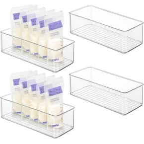 Hudgan 4 PCS Breastmilk Storage Container Set, Space-efficient for Breast Milk Storage in Fridge Freezer, Fits the Lansinoh and Medela bags