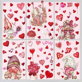9 Sheets Valentines Window Cling Double-Sided Pink Red Love Heart Window Stickers Happy Valentines Window Decals for Home Wedding Anniversary Party Store Glass Holiday Decoration
