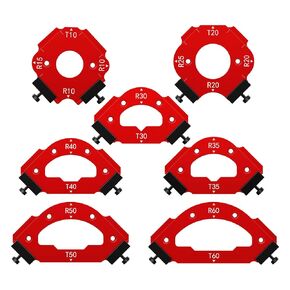 7pcs Radius Jig Router Template, 3 in 1 Corner Radius Routing Template Quick Jig Router Bit Templates Arc Cutting Auxiliary Tool R10 T10 R15 R20 T20 R25 R30 T30 R35 T35 R40 T40 R50 T50 R60 T60