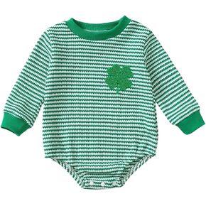 Valentines Day Outfits Baby Sweatshirt Romper Heart Clover Jumpsuits St Patricks Day Outfit Lucky Irish Onesie