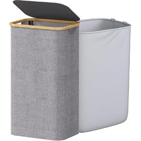 Laundry Basket with Lid, 55L Laundry Hamper with Inner Bag for Nursery, Laundry Organizer Storage Basket of Dirty Clothes,Toys and Blankets in Bathroom,Baby Room and Living Room(Grey)