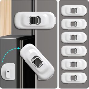 Cabinet Fridge Locks Baby Proofing, 6 Pack Child Proof Cabinet Refrigerator Locks, Baby Child Safety Frigerator Locks for Cabinets, with Strong Adhesive Pad for Draw Kitchen Oven (White, 6 Pack)