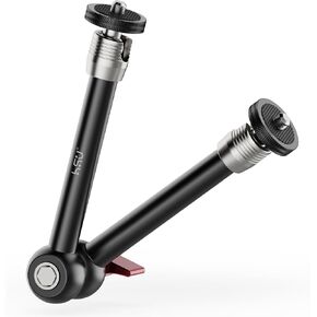 HSU 9.8" Magic Arm with 1/4" Thread Screw, Adjustable Articulating Friction Power Arm with Dual Ball Head for LCD Monitor/LED Lights/Cameras/Smartphones/Action Cameras