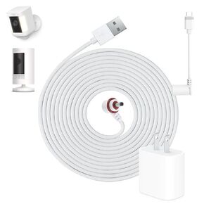 Power Adapter for Ring Stick Up Cam 2nd/3rd Gen, Stick up Pro, Ring Spotlight Plus/Pro Cam Battery/Plug in, Ring Barrel Plug and TypeC Plug, 9.8ft Charger Cord