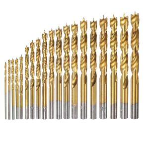 HARFINGTON 19pcs Brad Point Drill Bits 1-10mm Dia Straight Round Shank Drill Metric Brad Point 0.94"-3.43" Drilling Depth Spiral Twist Drill Bits for Carpenter Woodworking Plastic Rubber