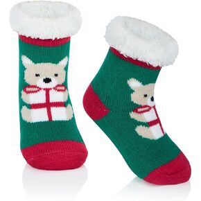 Zando Kids Girls Boys Slipper Socks Fluffy Socks Christmas Warm Fleece Fuzzy Socks Non-Skid Animal Thick Grip Socks