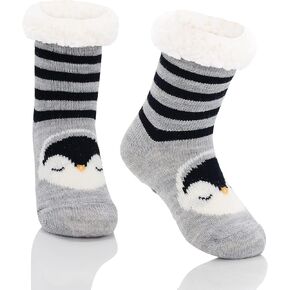 Zando Kids Girls Boys Slipper Scleper Socks Fluffy Socks Christmas Dark Fleece Swozzy Gocks Non-skid shicl scay Grip Socks in Kuwait