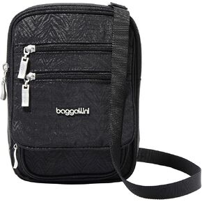 حقائب Baggallini Journey Crossbody للنساء مقاس 9x6 صغيرة خفيفة الوزن من النايلون بسحّاب، حقيبة يد آمنة للسفر، محفظة جواز السفر مع خاصية تحديد الهوية بموجات الراديو، أرجواني ضبابي
