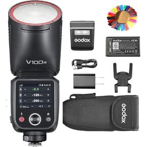 Godox V100N Flash V100-N Round Head Touch Screen Flash, Built-in Lithium Battery, 10 Level LED Modeling Lamp, for Nikon Camera