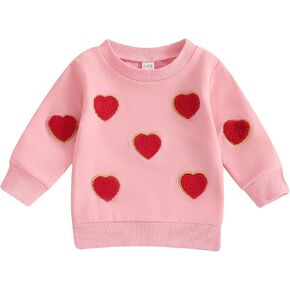 MAYUMMPY Toddler Girls Boys Valentines Day Outfit Love Tops Bowknot Sweatshirts Pullovers Valentine's Day Clothes